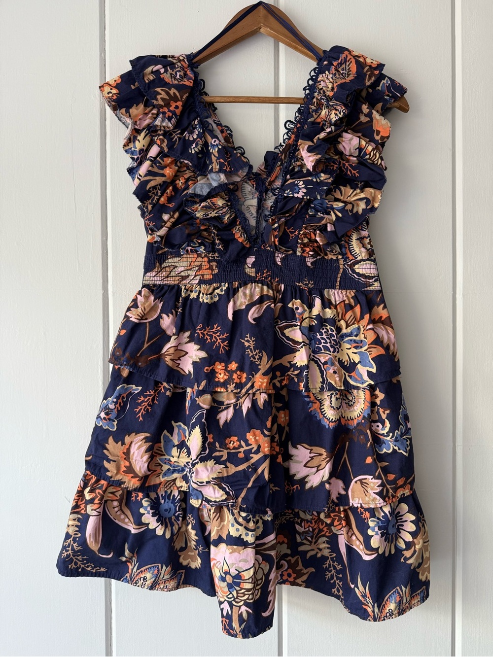 Anthropologie Floral Ruffle Mini Dress